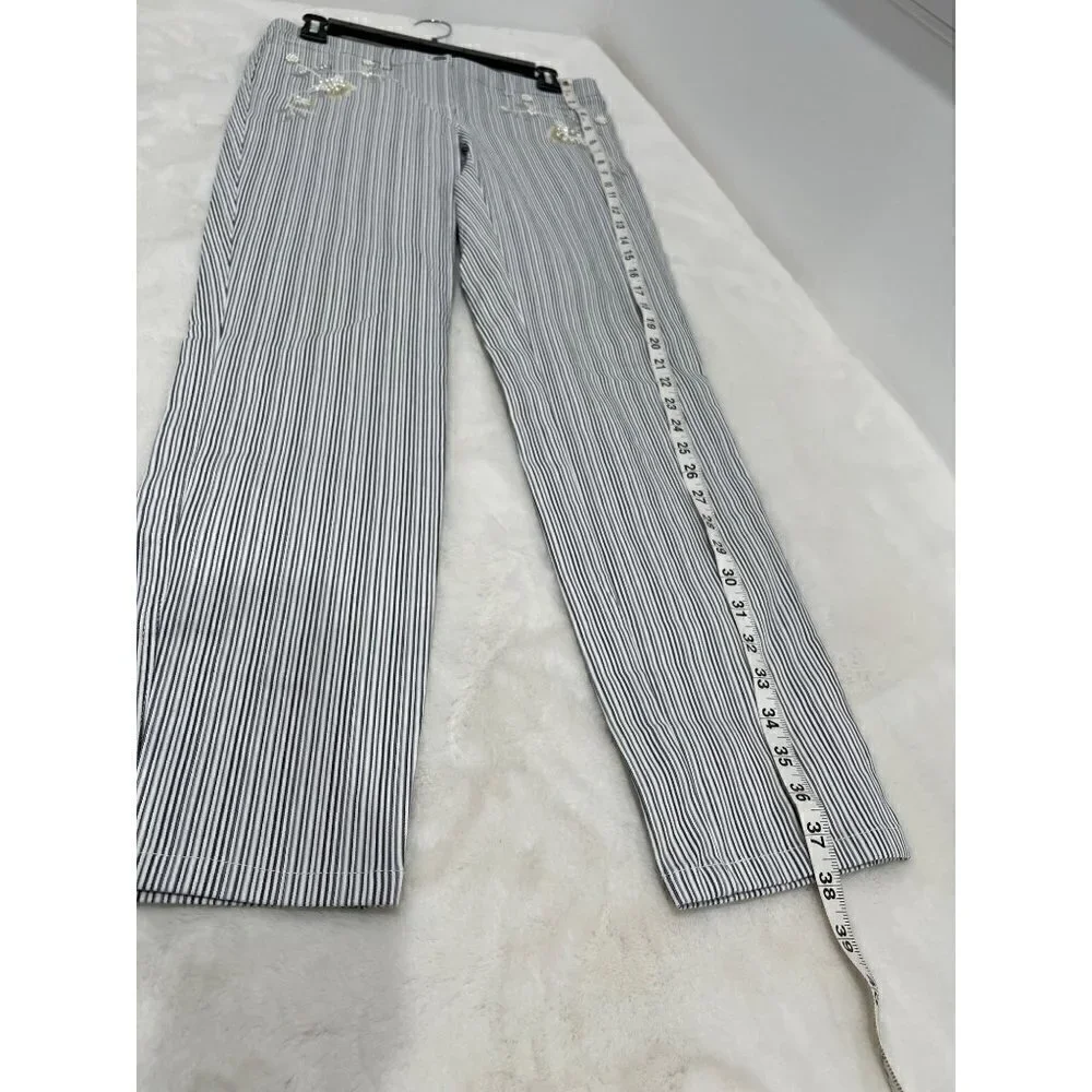 PER SE by Carlisle Stephanie Pants embellished Striped *No Size Label*
